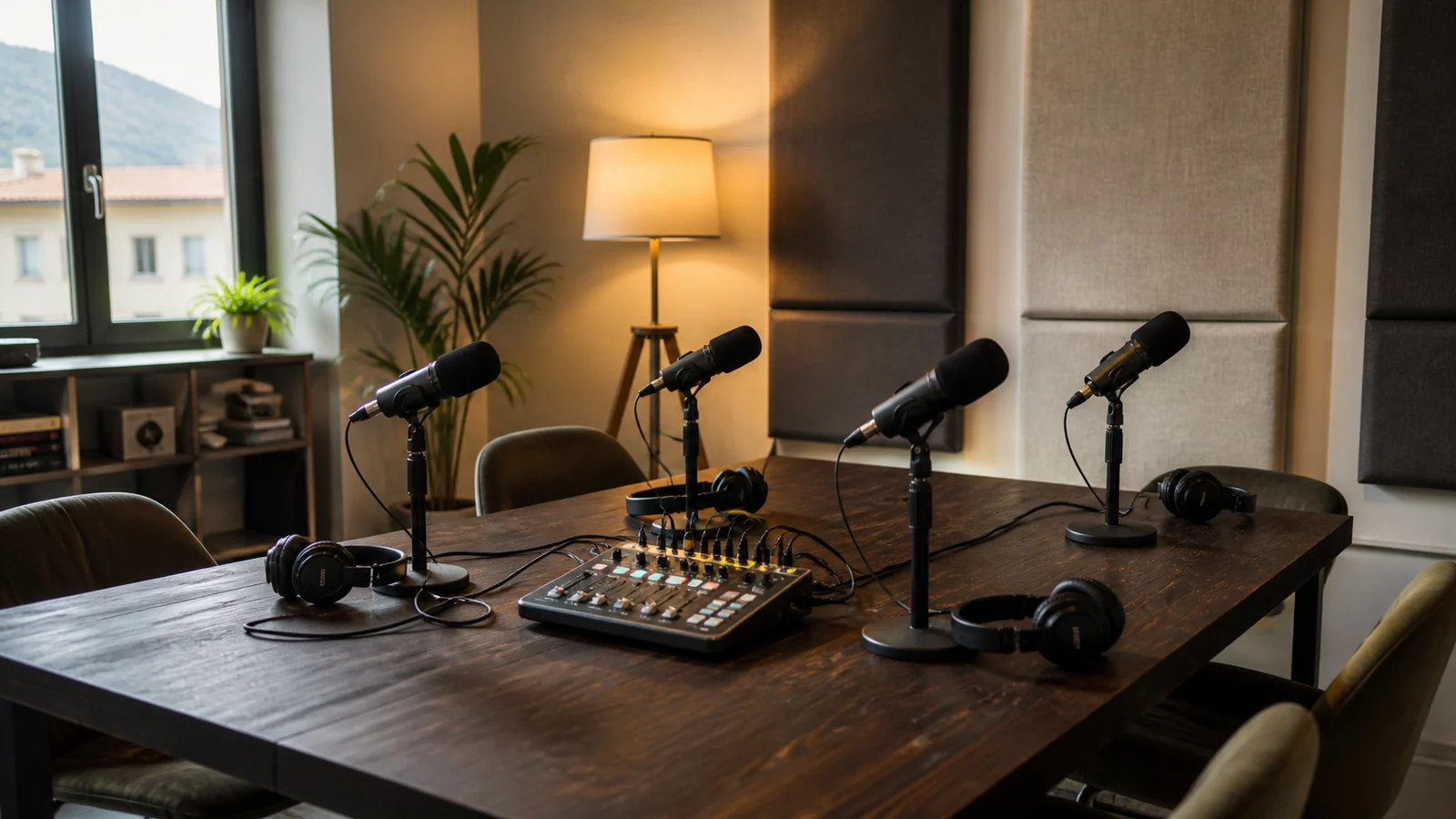 Attrezzatura podcast professionale in uno studio a Reggio Emilia